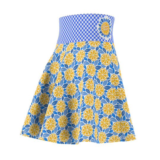 Southern Coastal Orange Ultra High Waisted Skater Skirt