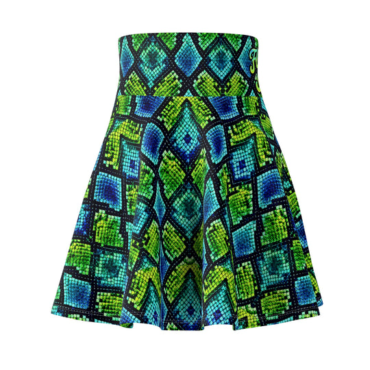 Hypnotic Snake Ultra High Waist Skater Skirt