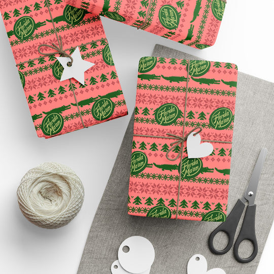 Not So Ugly Christmas Sweater Wrapping Paper Roll — Pink & Green Holiday Gift Wrap