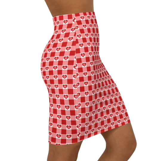 Classic Cherry Heart High Waisted Pencil Skirt