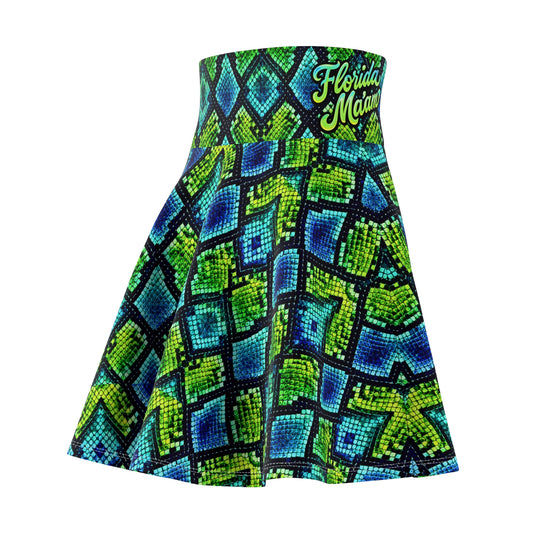 Hypnotic Snake Ultra High Waist Skater Skirt