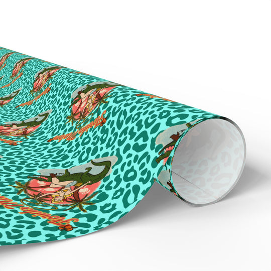 Gator Ridin' Babe Cat Walk Wrapping Paper — Turquoise Animal Print Gift Wrap