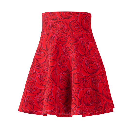 Red Roses Ultra High Waisted Skater Skirt
