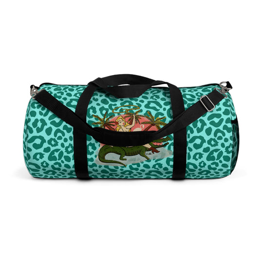 Cat Walk Blonde Gator Ridin' Leopard Duffle Bag