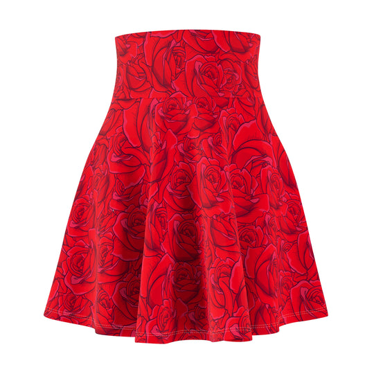 Red Roses Ultra High Waisted Skater Skirt
