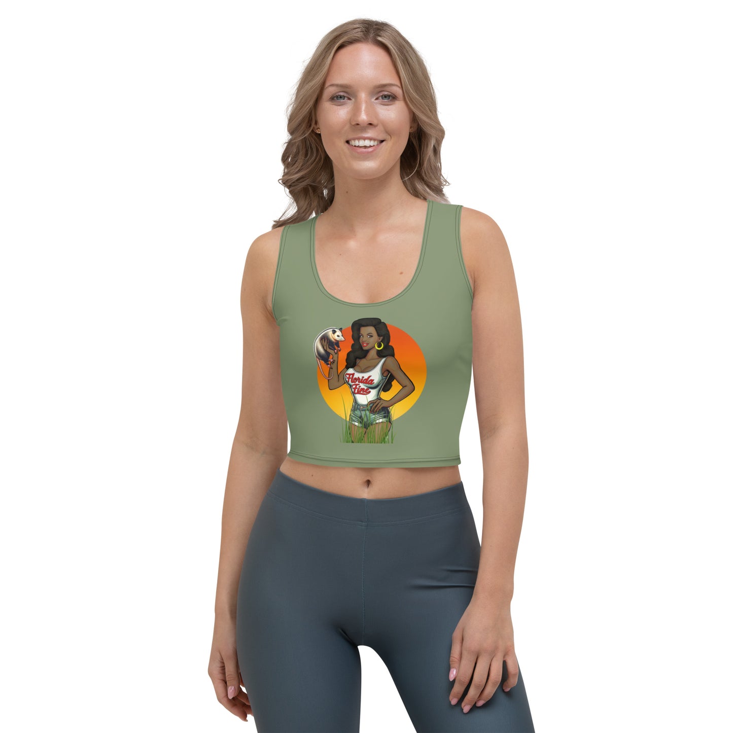 Dreama Florida Fine Camo Green Crop Top