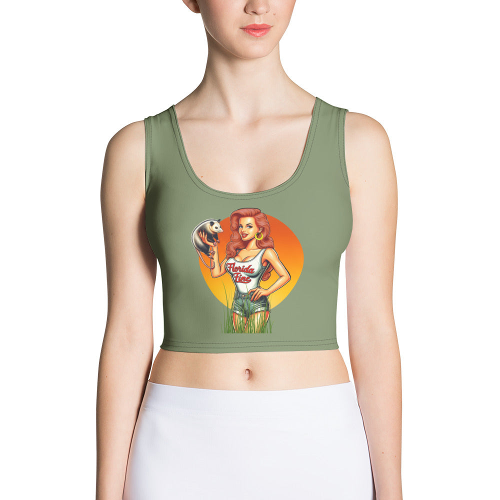 Foxy Roxy Florida Fine Camo Green Crop Top