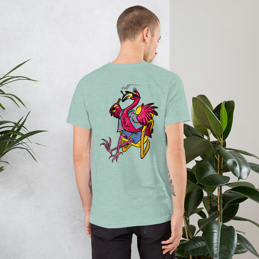 Franky Flamingo with Circle Logo Unisex t-shirt