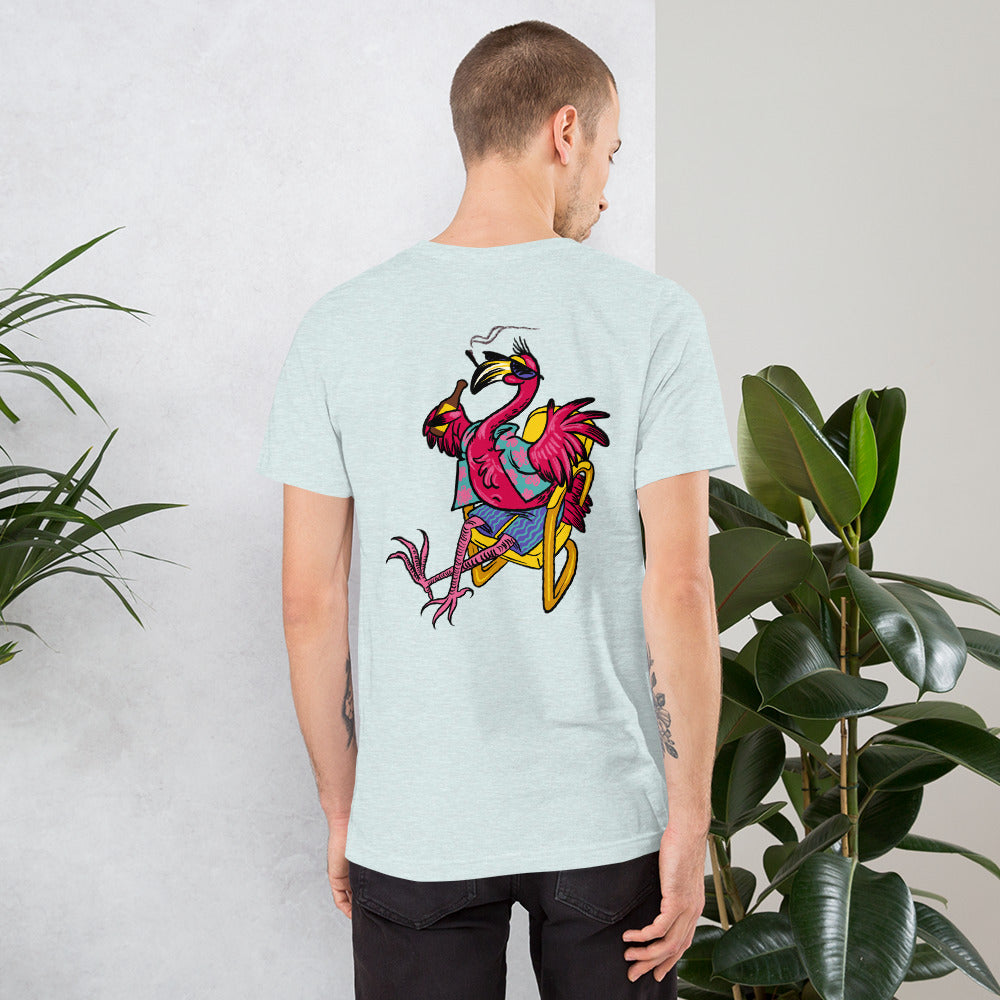 Franky Flamingo with Circle Logo Unisex t-shirt