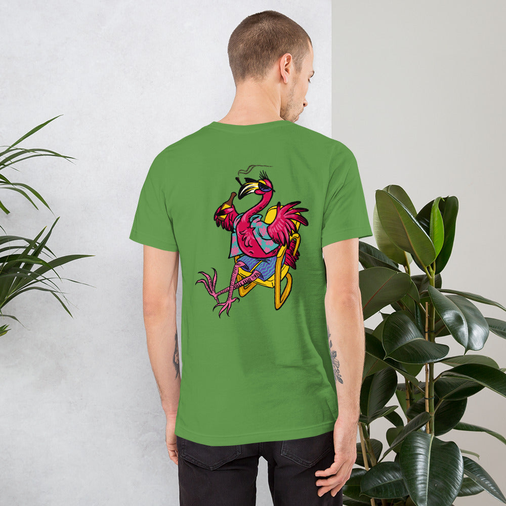 Franky Flamingo with Circle Logo Unisex t-shirt