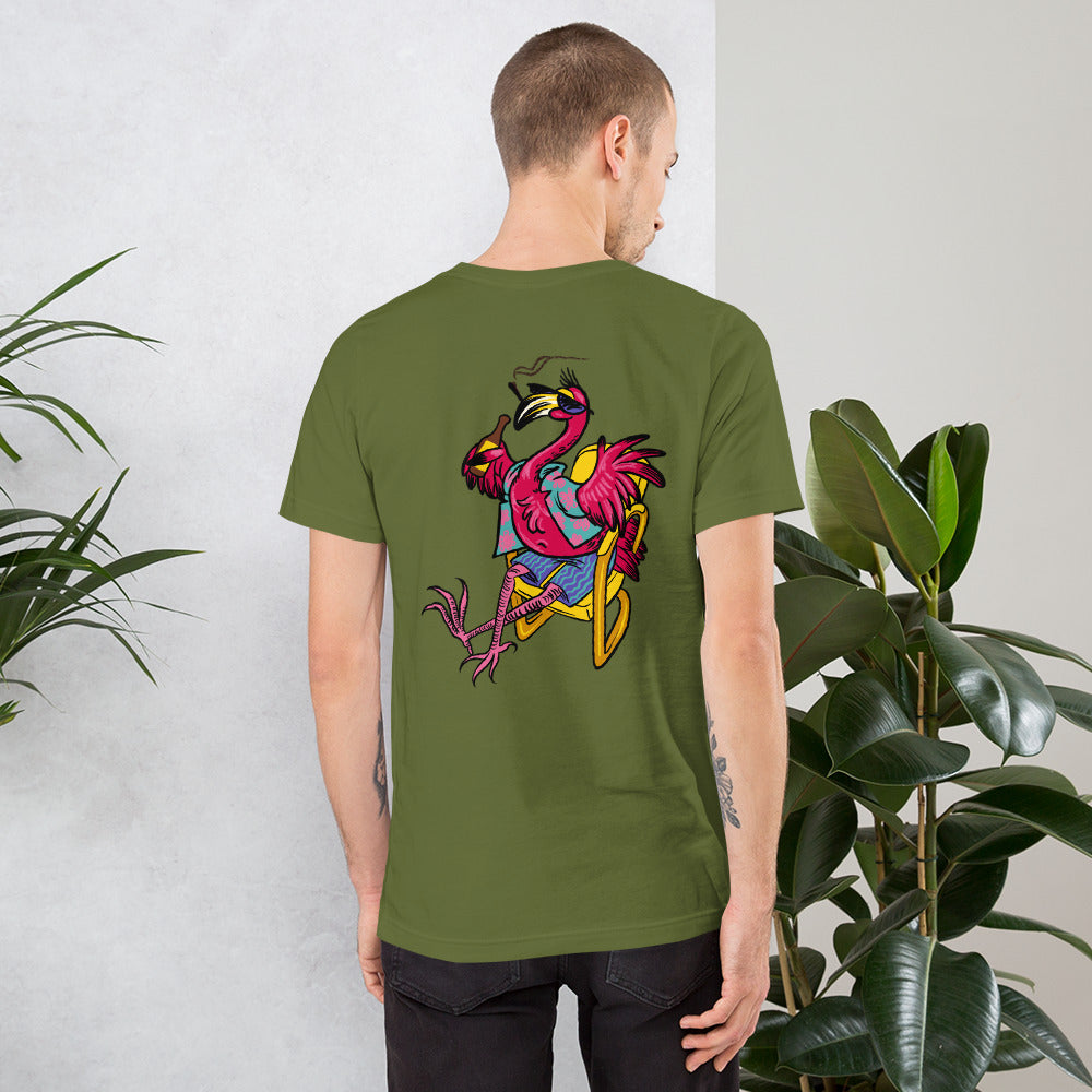 Franky Flamingo with Circle Logo Unisex t-shirt